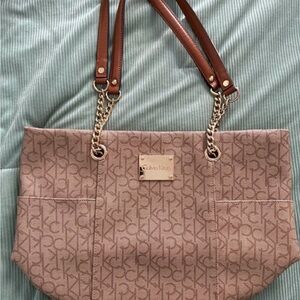 Calvin Klein Tan Logo Shoulder Bag